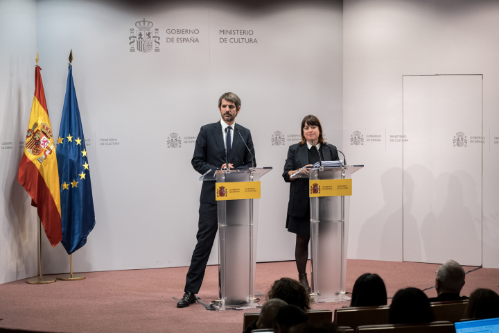 El ministro de Cultura, Ernest Urtasun, en el anuncio de Gonzalo Celorio como Premio Cervantes 2025.