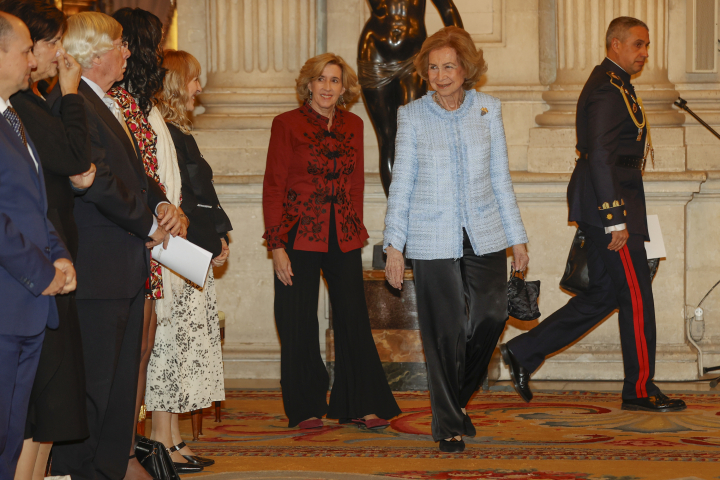 La reina Sofía a su llegada a la entrega del Premio Reina Sofía de Poesía Iberoamericana en el Palacio Real