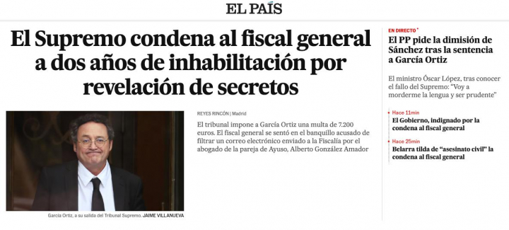 Captura de pantalla de la web de 'El País'.