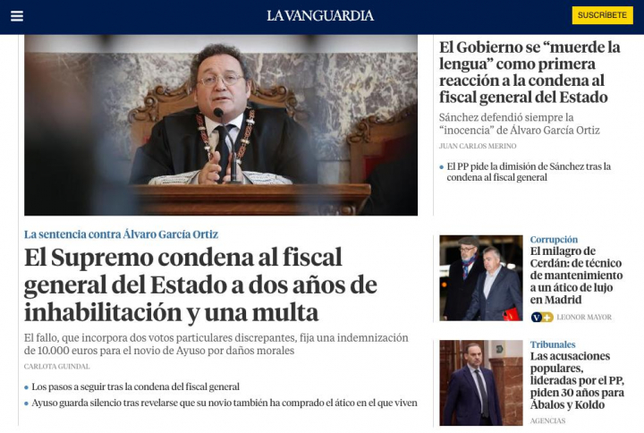 Captura de pantalla de la web de La Vanguardia.
