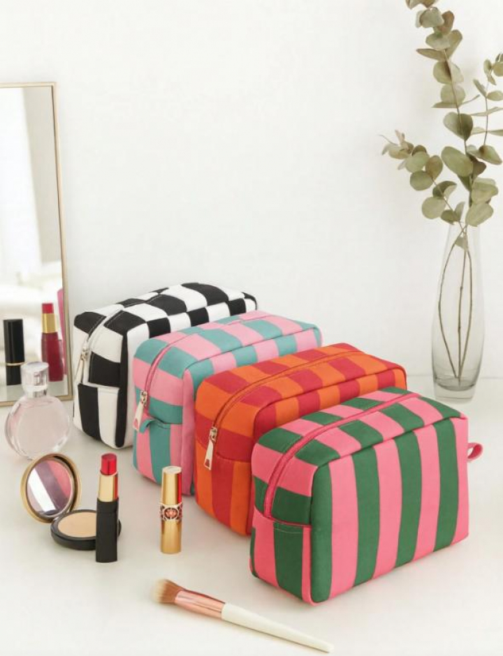 Bolsa de maquillaje de rayas