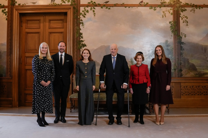 La familia real noruega con la hija de María Corina Machado en una recepción antes de la entrega del Premio Nobel de la Paz 2025