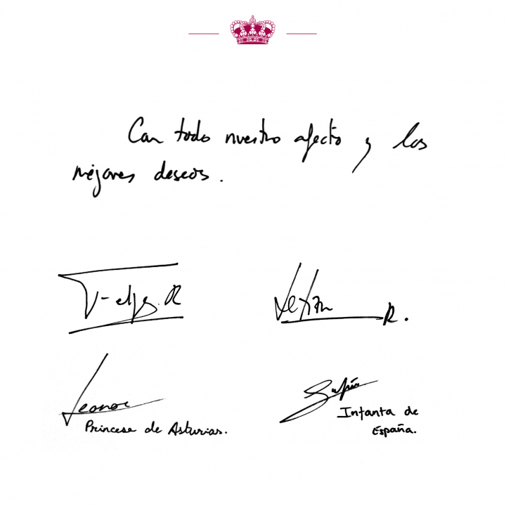 Firmas de la felicitación navideña de la Casa Real.