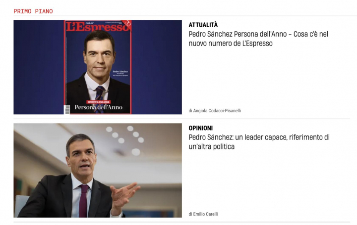 Imagen de la web del medio italiano L'Espresso