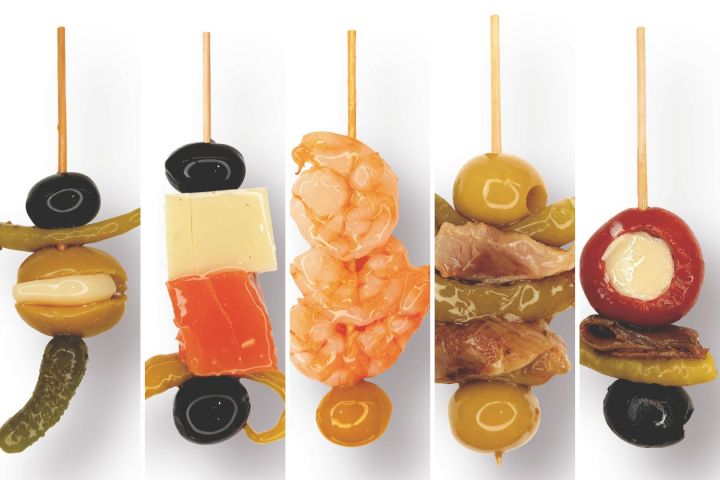 Selección de gildas de Aperitivos La Real con combinaciones diferentes