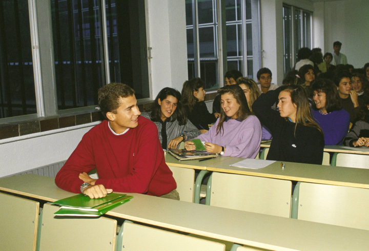 Felipe VI en un aula de la facultad de Derecho de la Universidad Autónoma de Madrid cuando era estudiante