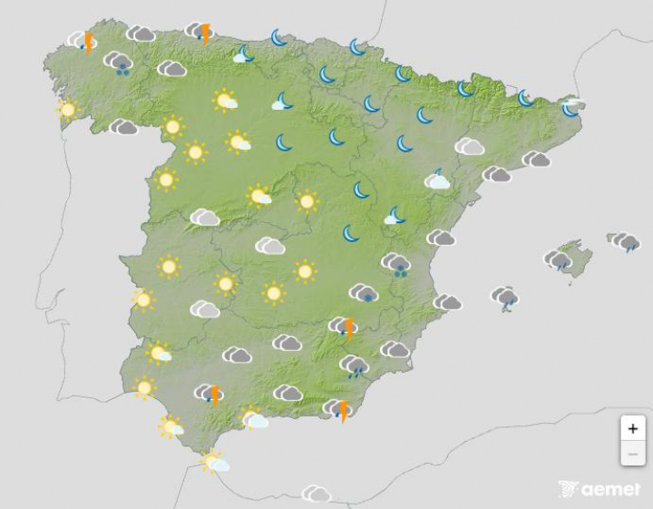 Previsión de la AEMET para las 18:00 del 5 de enero de 2026.