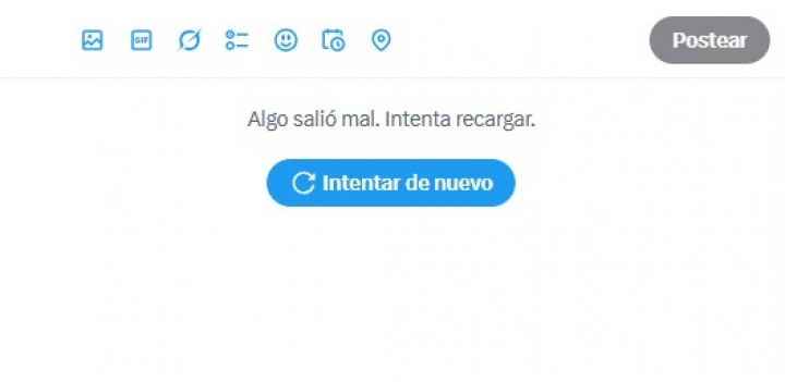 El mensaje de error que aparece en la red social X.