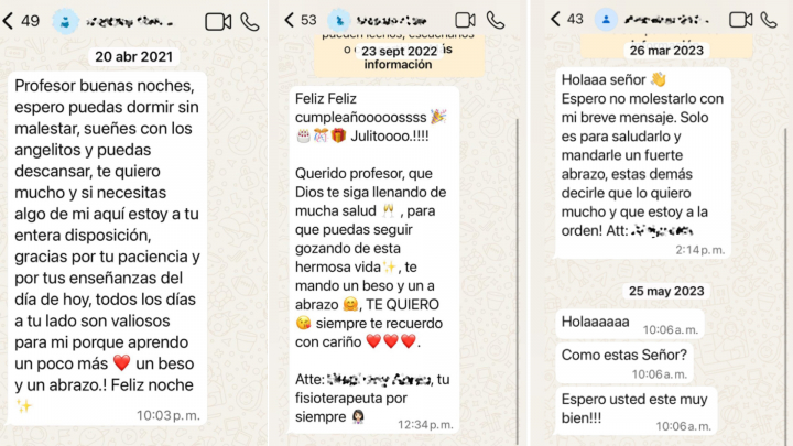 Las capturas de WhatsApp que ha difundido Julio Iglesias en Instagram.