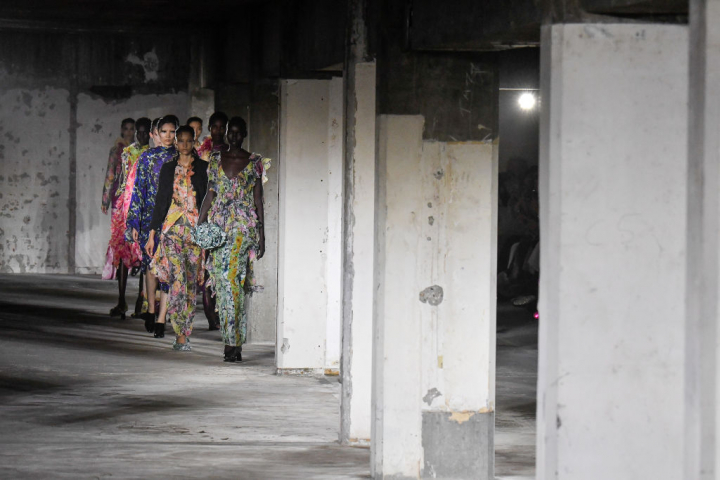 PARIS, FRANCE - SEPTEMBER 28: A model walks the runway during the Dries Van Noten Ready to Wear Spring/Summer 2023 fashion show as part of the Paris Fashion Week on September 28, 2022 in Paris, France. (Photo by Victor VIRGILE/Gamma-Rapho via Getty Images)