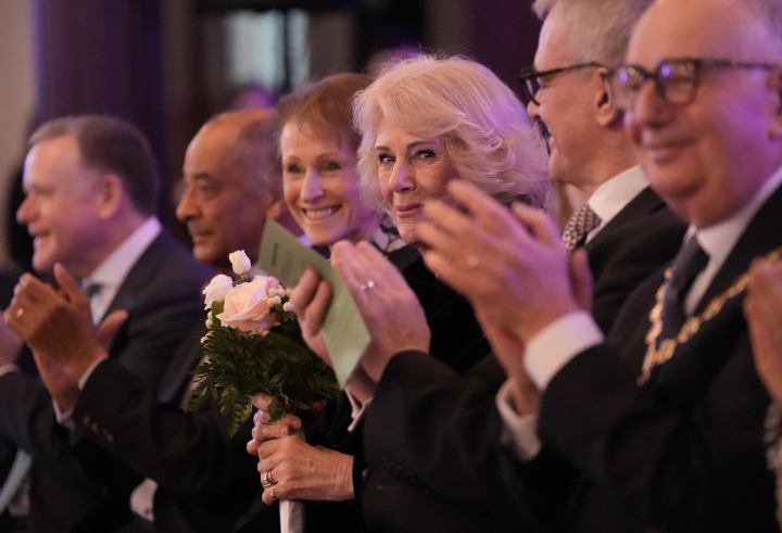 Camilla en el acto celebrado este jueves en el Sinfonia Smith Square Orchestra.