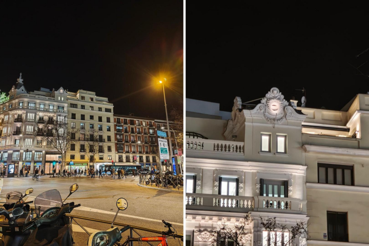 Dos imágenes capturadas con el Xiaomi 17 de noche.