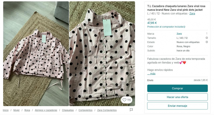 Imagen de una chaqueta de lunares