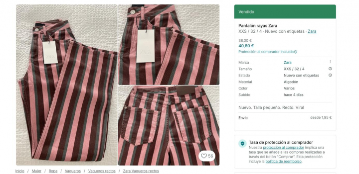 Imagen de uno de los anuncios de Vinted