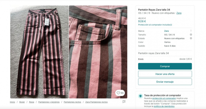 Imagen de uno de los anuncios de Vinted