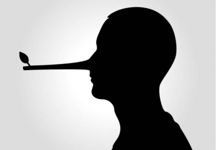 Una ilustración de un hombre con la nariz de Pinocho