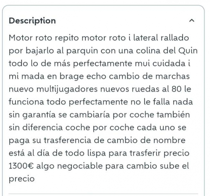 El anuncio en cuestión