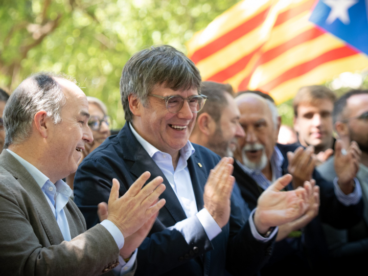 El secretario general de Junts, Jordi Turull, y el líder de la formación, Carles Puigdemont; en una imagen de archivo.