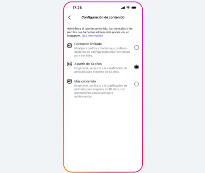 La nueva actualización de configuración de contenido de Instagram.
