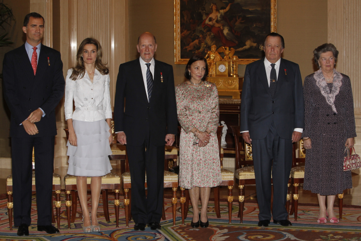 Los reyes Felipe y Letizia, los reyes de Bulgaria y el infante Carlos de Borbón-Dos Sicilias y Ana de Orleáns, duques de Calabria
