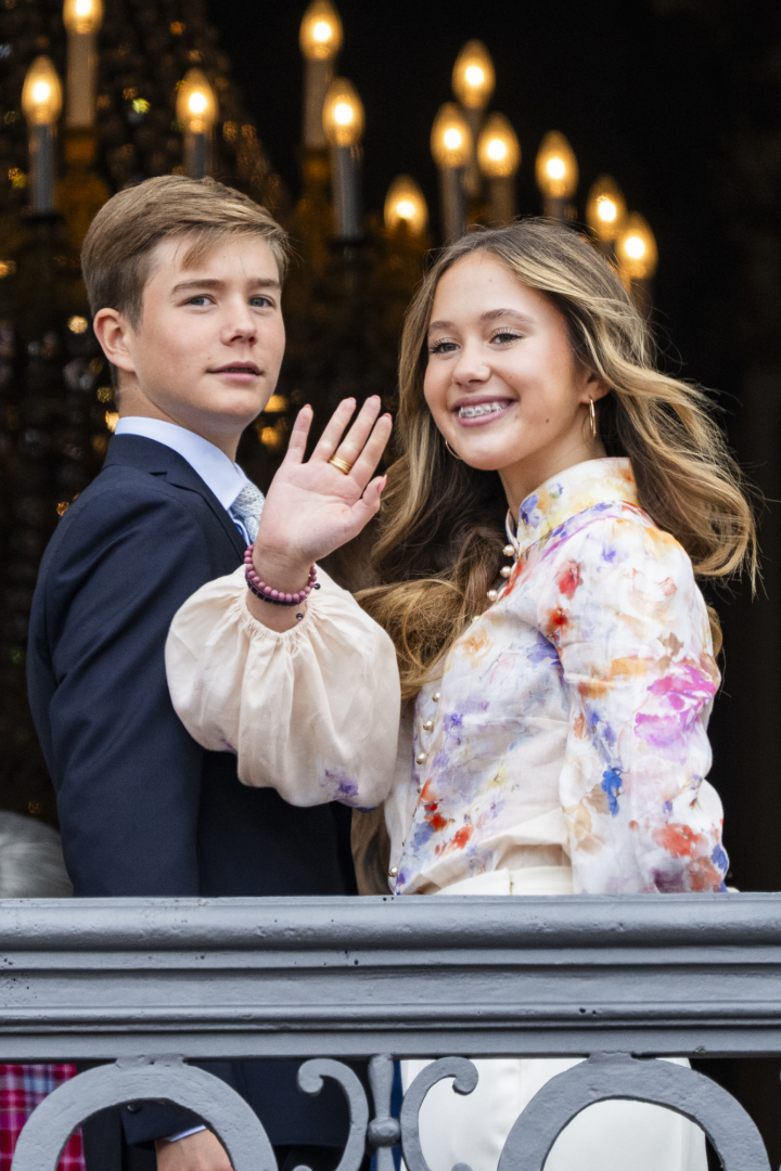 Vincent y Josephine de Dinamarca en el 57 cumpleaños de su padre el Palacio de Federico VIII en Amalienborg, Copenhagu