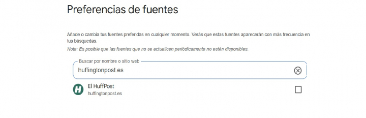 Fuentes preferidas de Google