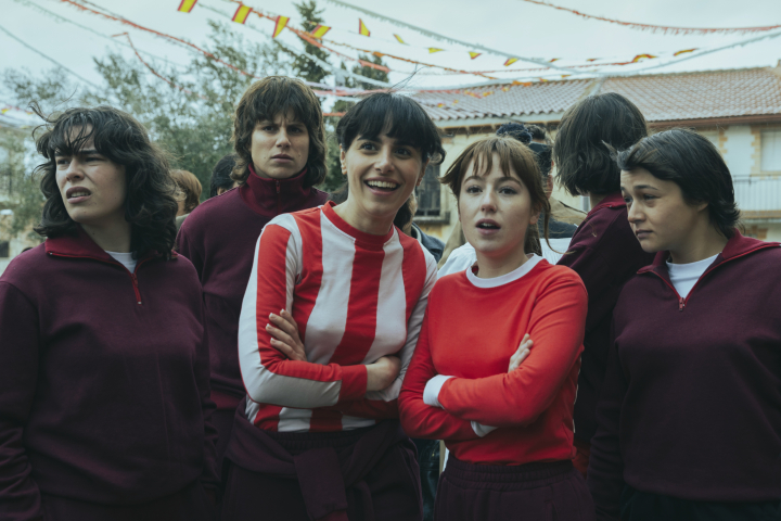Protagonista de 'Pioneras: solo querían jugar' en el set de la película.