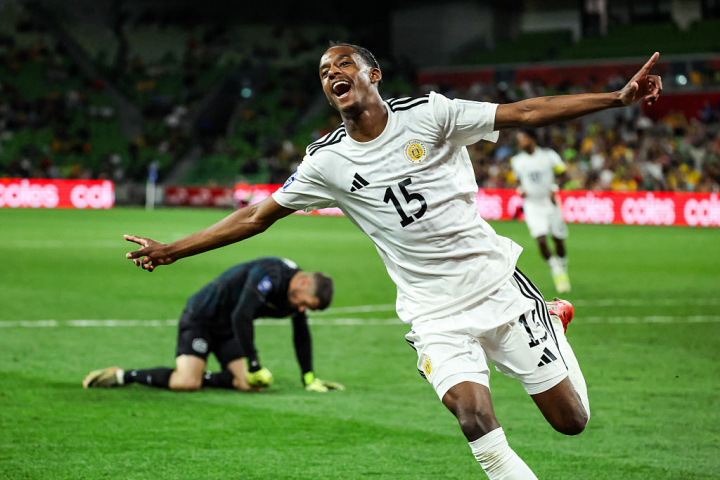 MELBOURNE, AUSTRALIA - MARCH 31: Ar'jany Martha of Curacao celebrates after scoring the teams first goal during the FIFA Series match between Australia Socceroos and Curacao at AAMI Park on March 31, 2026 in Melbourne, Australia. (Photo by Qian Jun/MB Media/Getty Images)