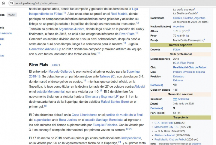 Página de Julián Álvarez en Wikipedia.