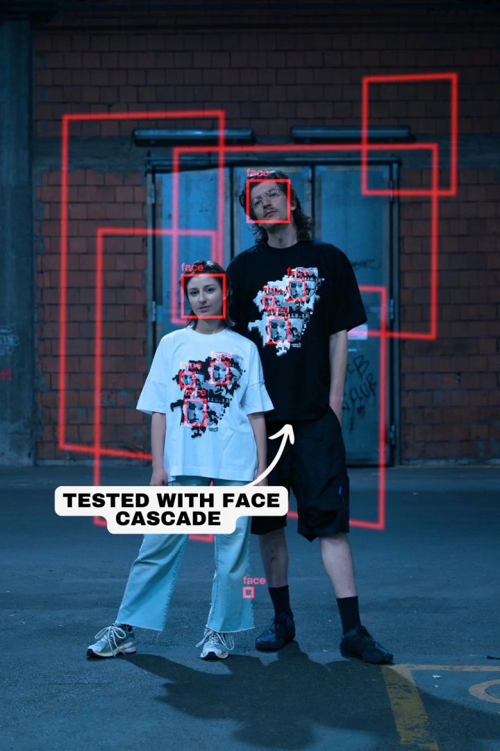 La camiseta de Urban Privacy testeada con un modelo de reconocimiento facial
