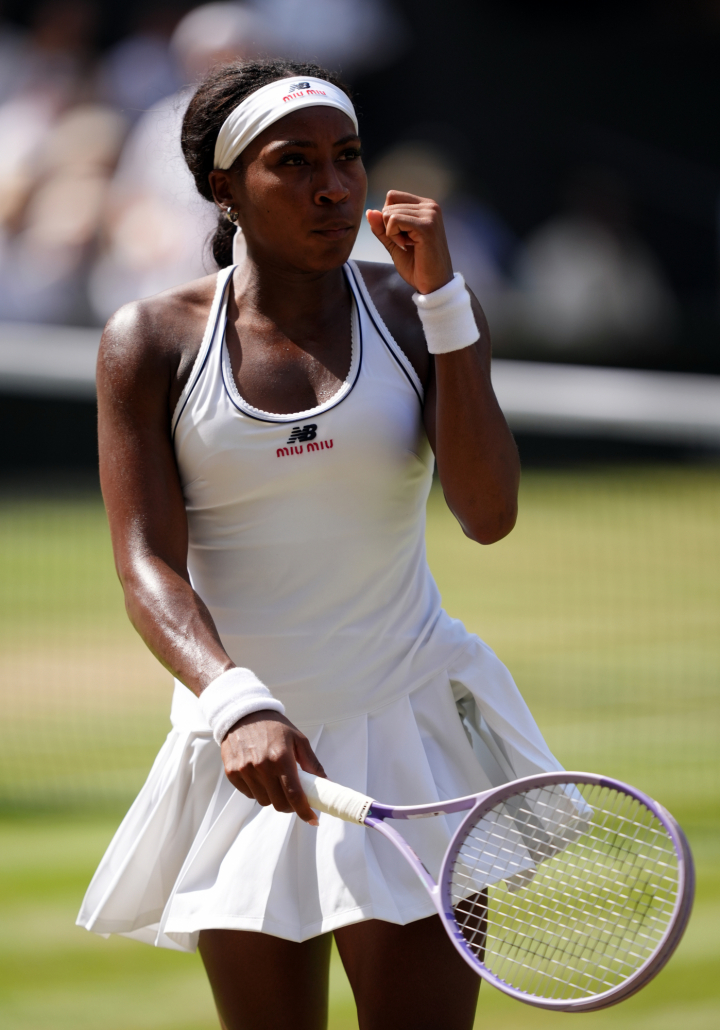Coco Gauff con su vestido de Miu Miu en la semifinal de Wimbledon