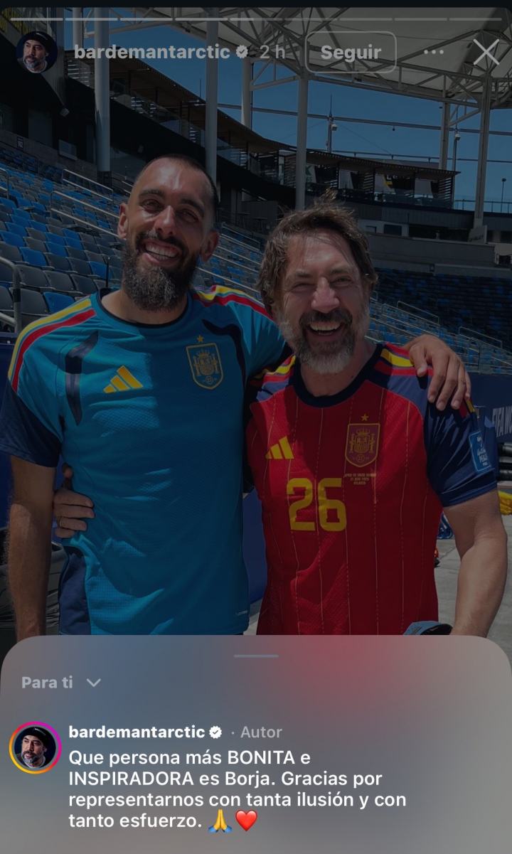 Publicación de Javier Bardem tras conocer a Borja Iglesias