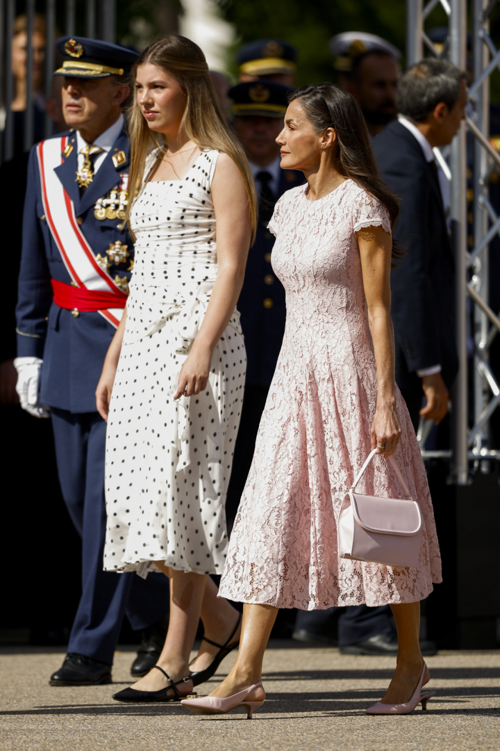 Spanish Queen Letizia with Princess Sofia de Borbon attending "entrega de los reales despachos de empleo" en la Academia General del Aire in Murcia on Friday, 10 July 2026.