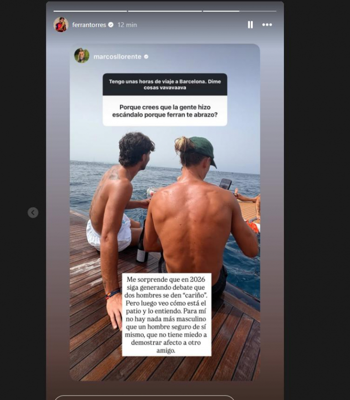 Ferrán Torres ha reposteado la respuesta de Marcos Llorente.