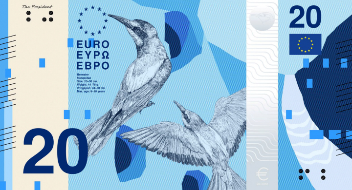 Propuesta diseño billete de 20 euros con abejaruco.