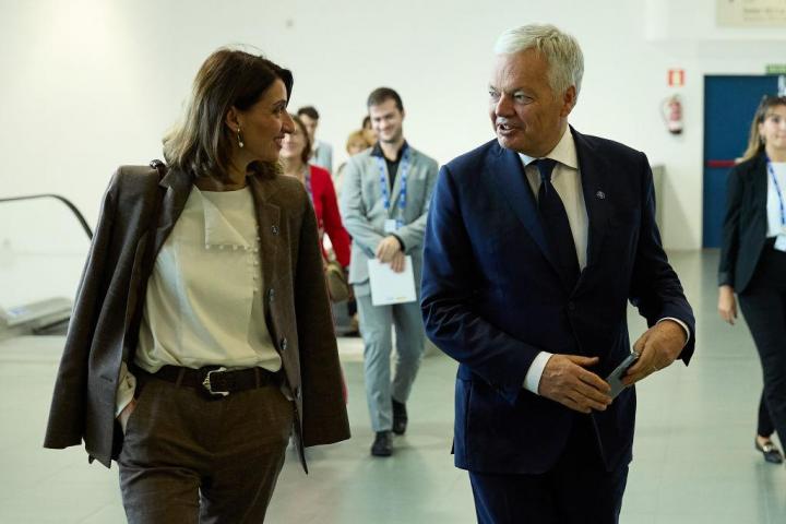 Didier Reynders, junto a la ministra de Justicia, Pilar Llop, en un reciente acto de la UE en España