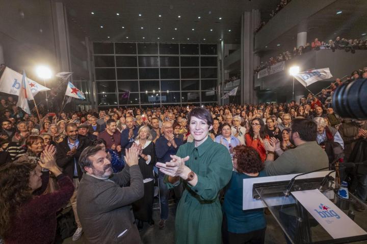 La candidata del BNG, Ana Pontón, a su llegada al mitin celebrado en Vigo este jueves.