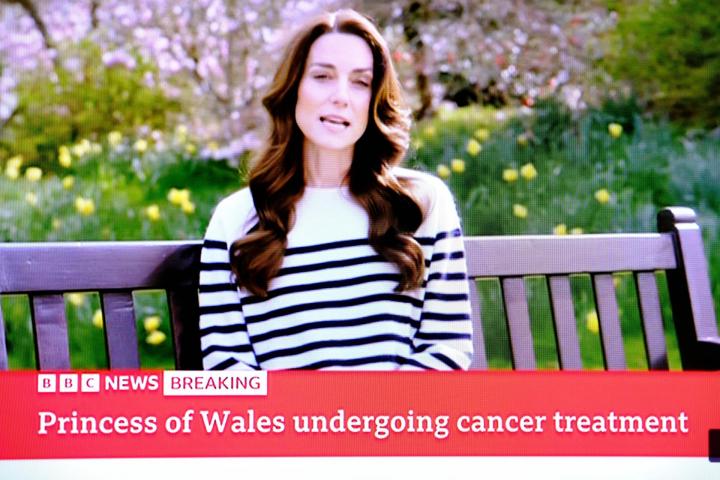 Captura de pantalla del momento en el que la BBC emitió el anuncio de Kate Middleton el 22 de marzo de 2024.