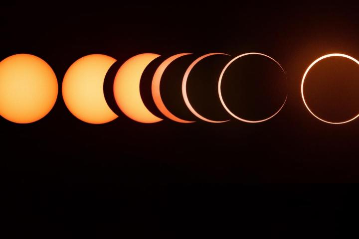 Secuencia completa del último eclipse de Sol, en 2019.