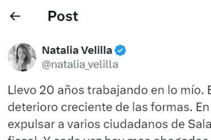 El mensaje compartido por Natalia Velilla