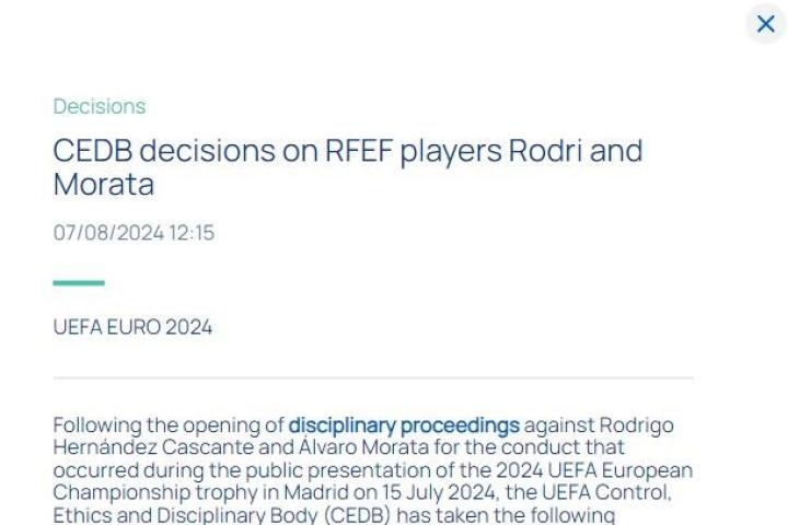 El comunicado de la UEFA