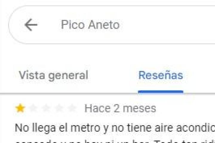 La reseña del pico Aneto publicada en Google Maps.