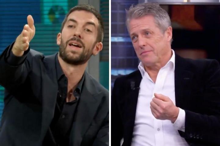 David Broncano, en 'La Revuelta' y Hugh Grant, en 'El Hormiguero', este jueves.