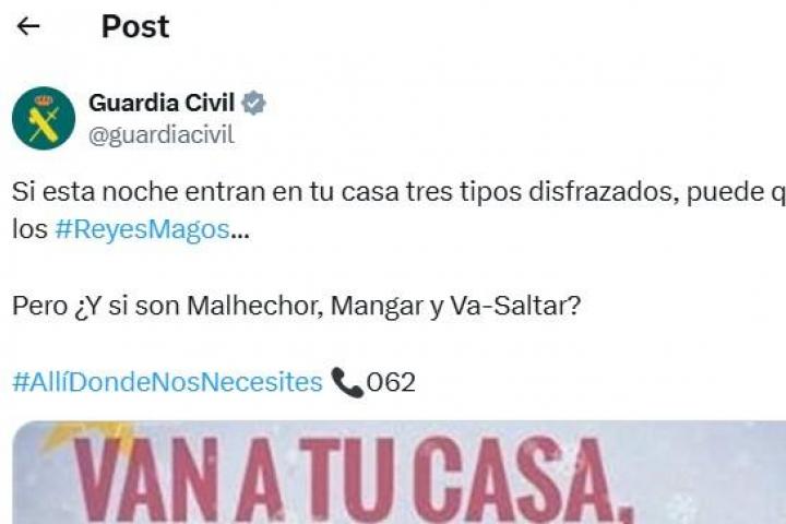 El polémico tuit de la Guardia Civil