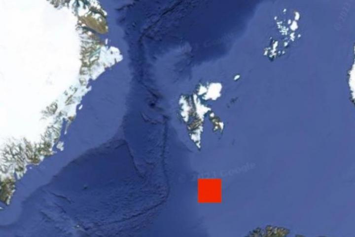 Lugar en el que se descubrió el volcán, al sur del mar de Barents.