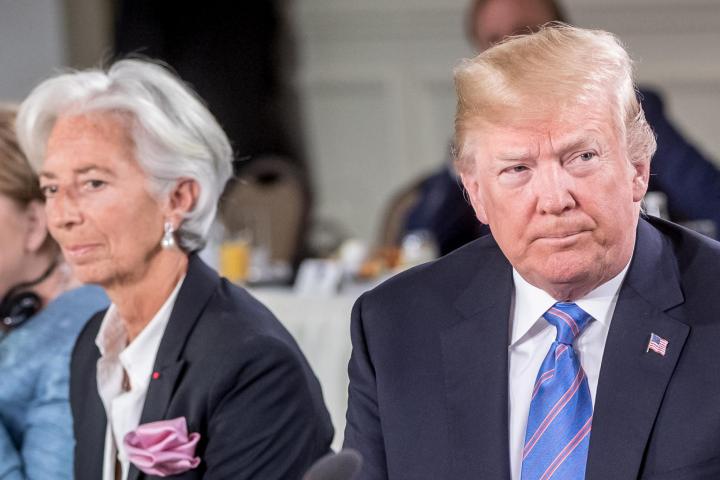 La presidenta del BCE, Christine Lagarde, y el presidente de EEUU, Donald Trump, en una foto de archivo.
