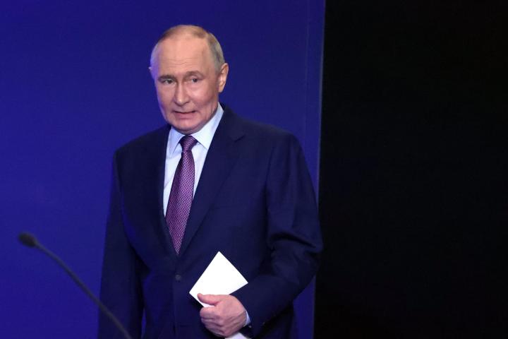 El presidente ruso, Vladímir Putin, en el congreso de la Sociedad Geográfica Rusa.