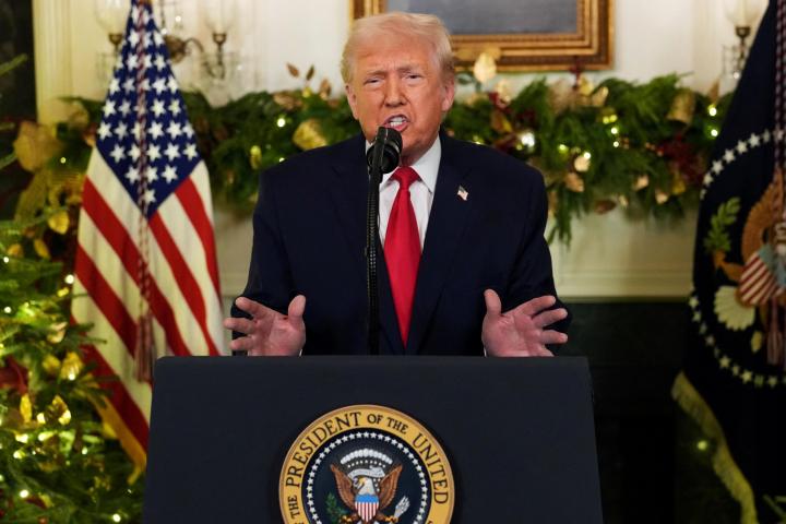 El presidente estadounidense, Donald Trump, durante un mensaje a la nación.