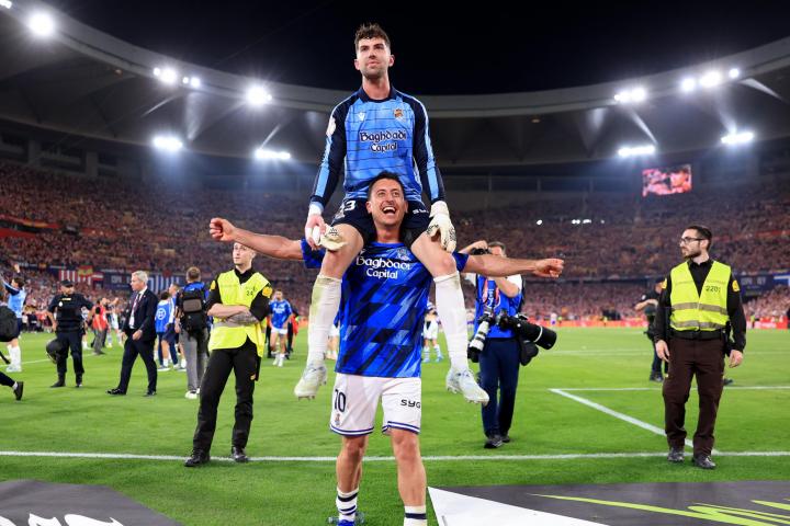 Marrero y Oyarzábal, durante la celebración de la Real Sociedad en La Cartuja