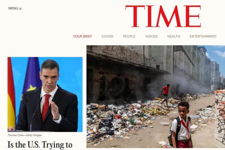 La portada de la página web de la revista 'Time'.